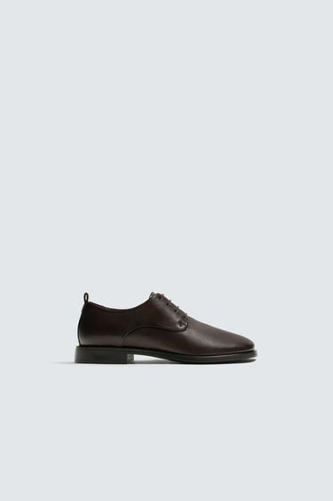 LIMITED EDITION LEATHER SMART SHOES - Brown by Zara