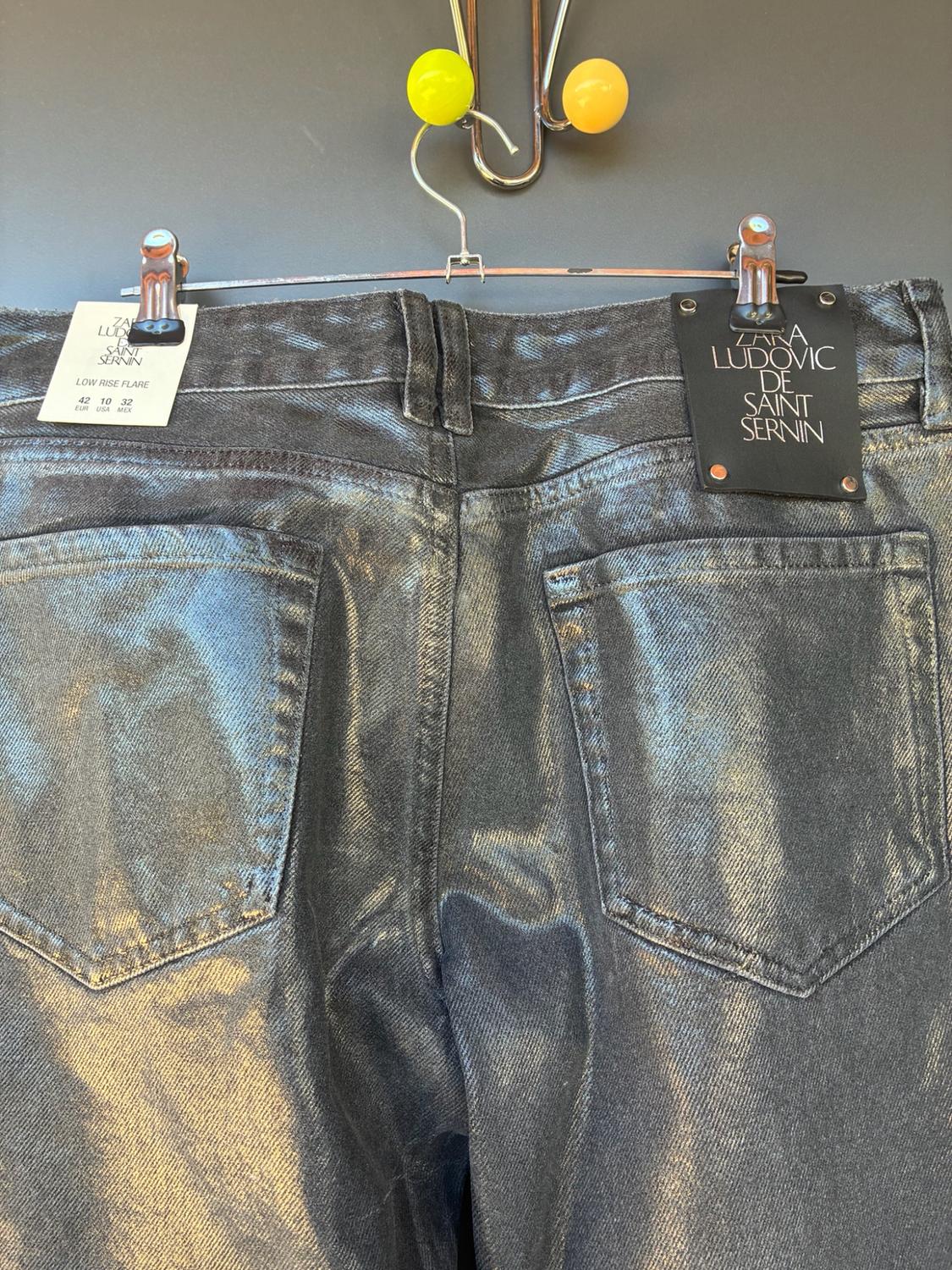 LUDOVIC DE SAINT SERNIN x ZARA WAXED LOW-RISE BOOTCUT JEANS - Image 4