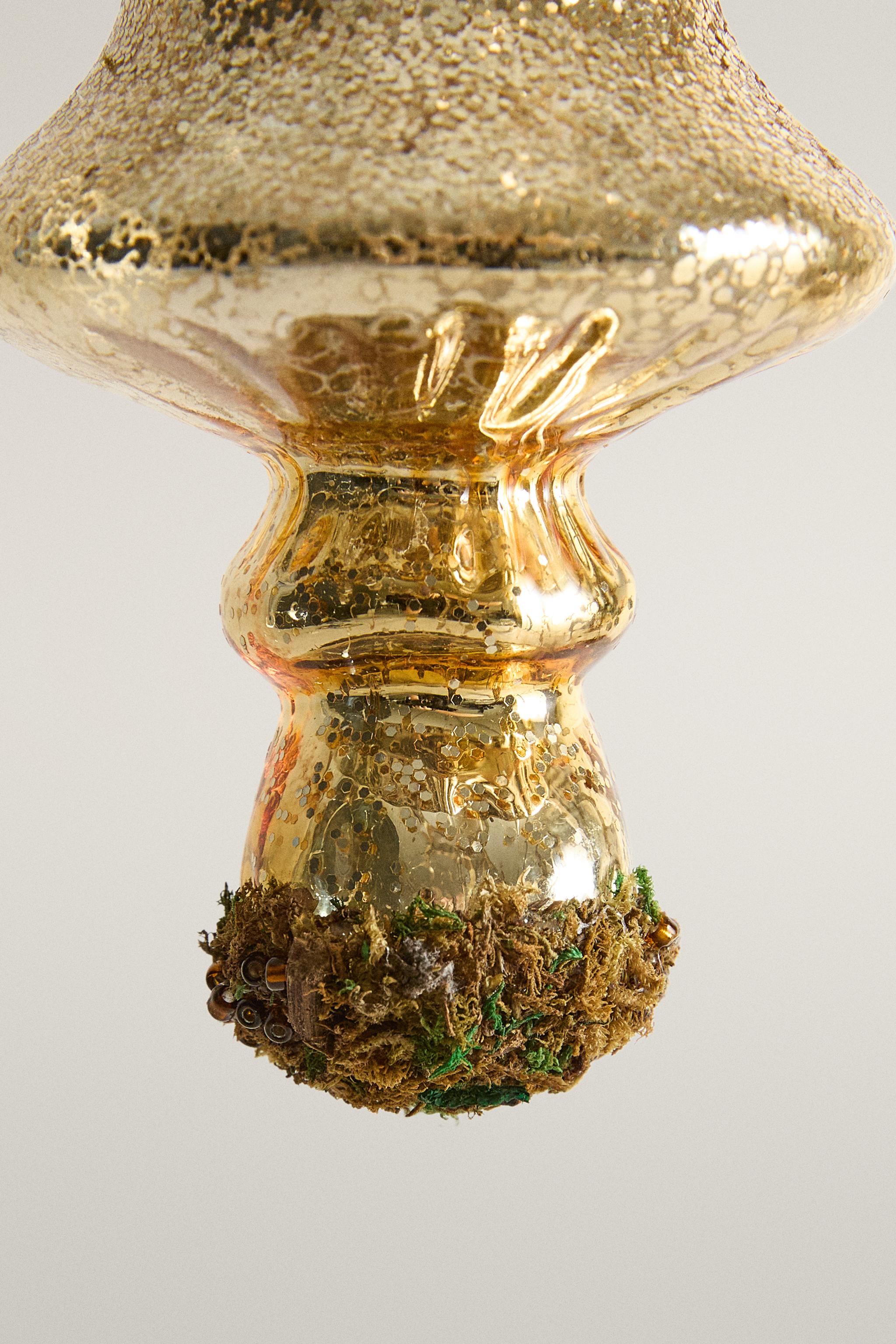 GLASS MUSHROOM CHRISTMAS TREE DECORATION