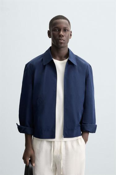 CAZADORA BOMBER REGULAR FIT - Azul de Zara
