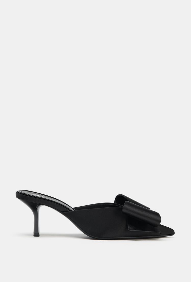 BOW HIGH-HEEL MULES Black ZARA United Kingdom