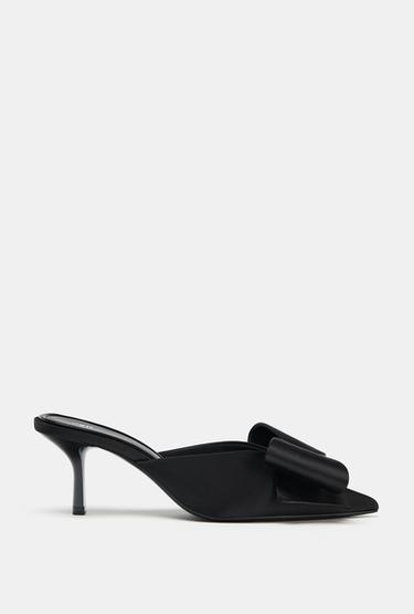 BOW HIGH-HEEL MULES - Black by Zara - Image 0