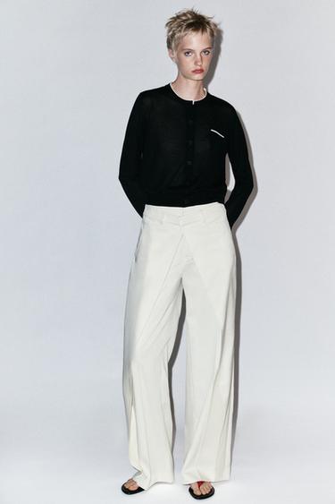 Zara COMBINATION KNIT JACKET - Black / White