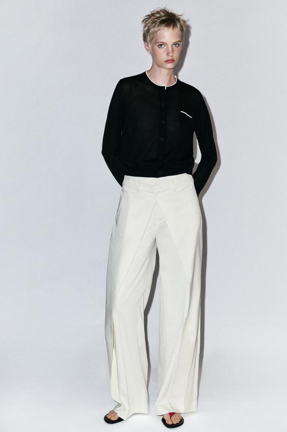 CHAQUETA COMBINADA PUNTO - Negro / Blanco de Zara - Imagen 0