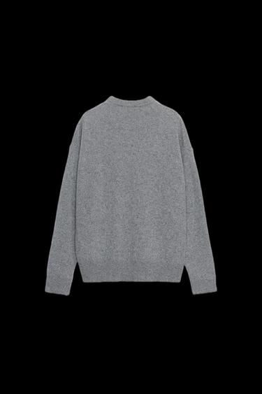 CASHMERE AND WOOL LONG SLEEVE SWEATER - Mid-grey by Zara