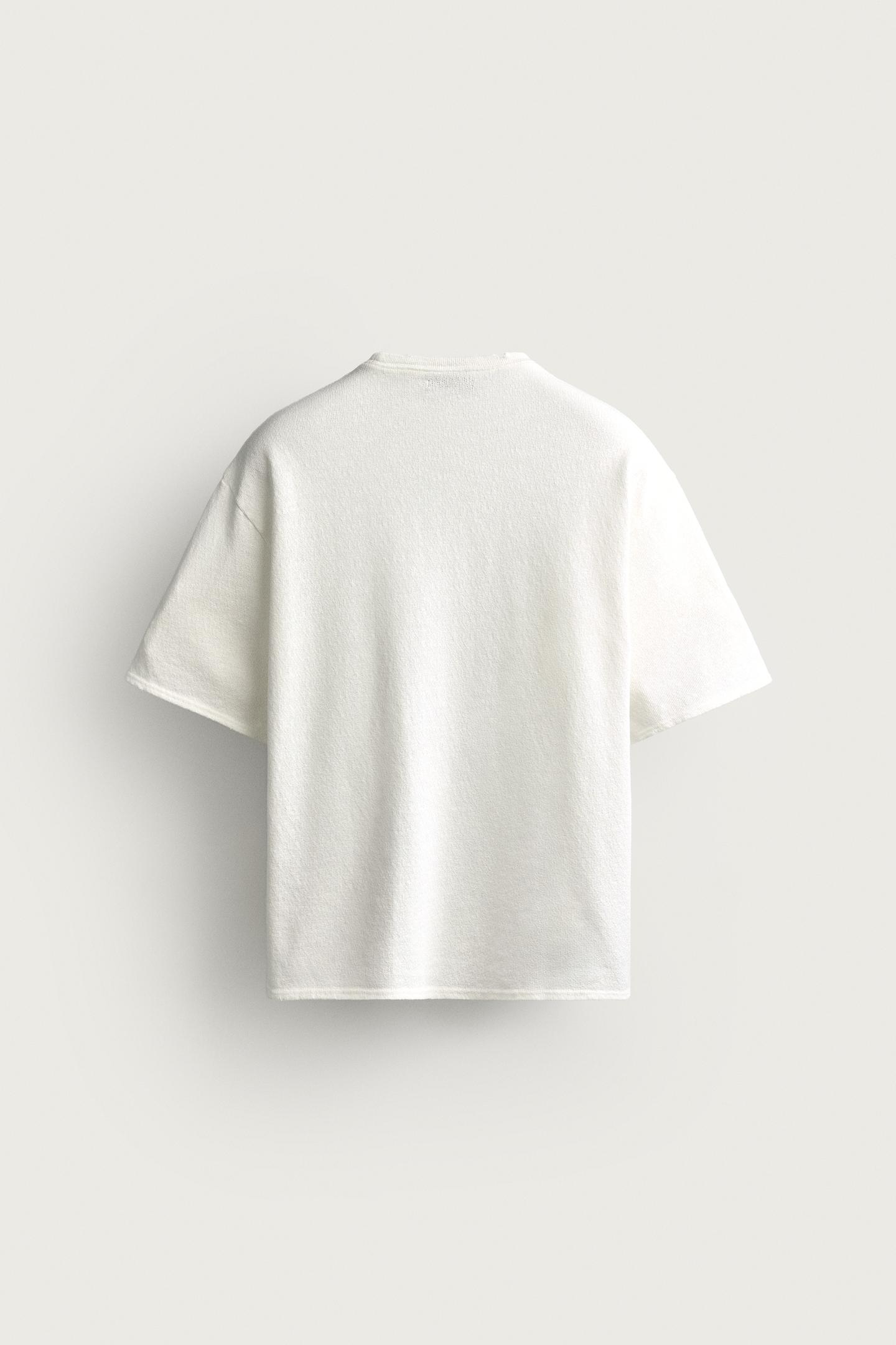 Мужская футболка Zara Washed Printed Knit, цвет: Белый — фото 9