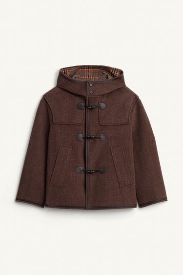 Zara LIMITED EDITION WOOL CONTRAST PLAID OVERCOAT - Taupe