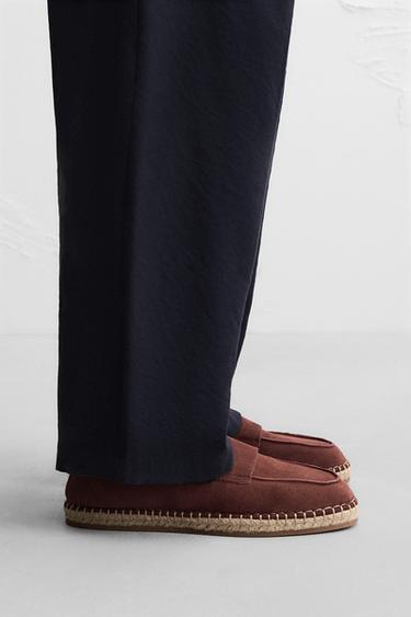 LEATHER MOCCASIN ESPADRILLES - Brown by Zara - Image 0