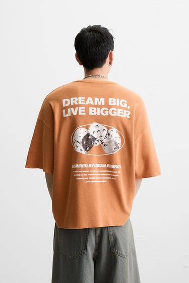 T-SHIRT DÉLAVÉ EN MAILLE IMPRIMÉE - Orange de Zara - Image 2
