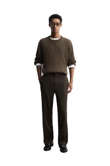 COTTON-HEMP TEXTURED SWEATER - Chocolate by Zara