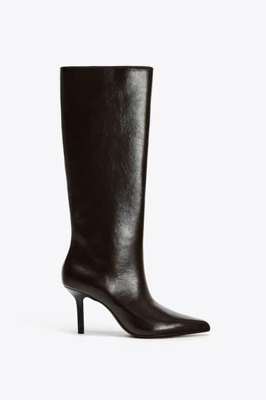 STILETTO HEEL BOOTS - Brown by Zara