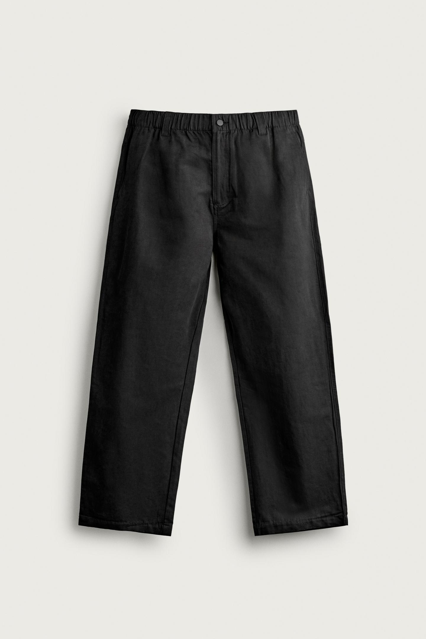 Мужские брюки Zara Soft Relaxed-Fit, цвет: Чёрный — фото 6