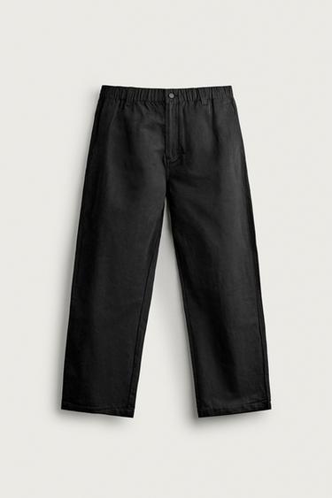 SOFT RELAXED-FIT PANTS — Black 1