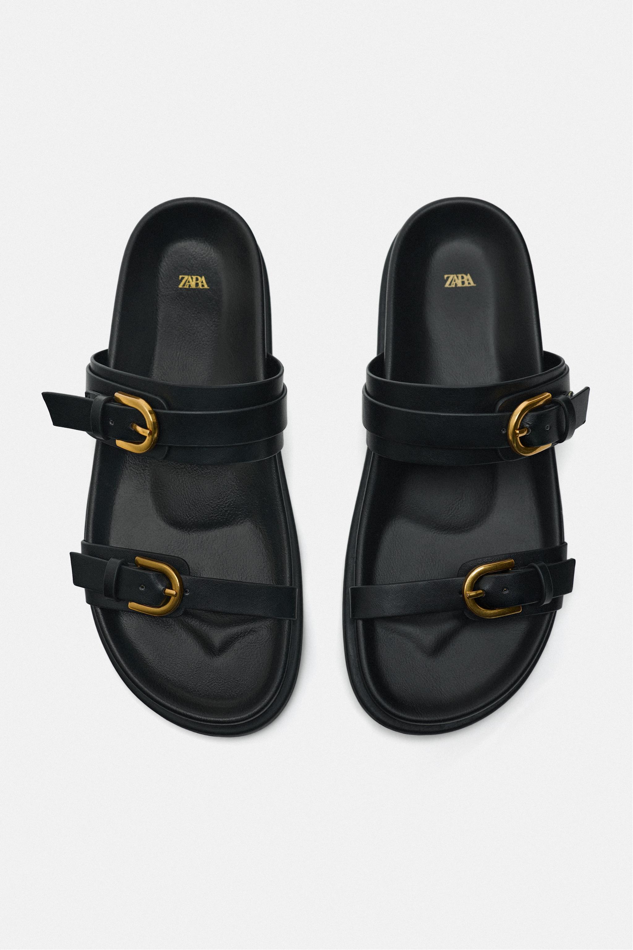 ★ZARA★ BUCKLED FLAT SLIDER SANDALS Zara Buckeled Flat Slider Sandals | Wardrobe Icons