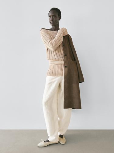 Zara Linen blend sarouel trousers - Beige - Image 0