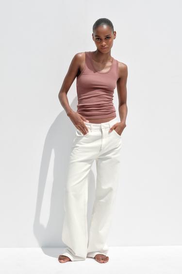 TRF CURVE HIGH-WAIST JEANS - Oyster-white by Zara