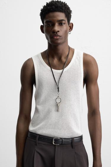 OPEN KNIT TEXTURED TANK TOP - White by Zara - Image 4