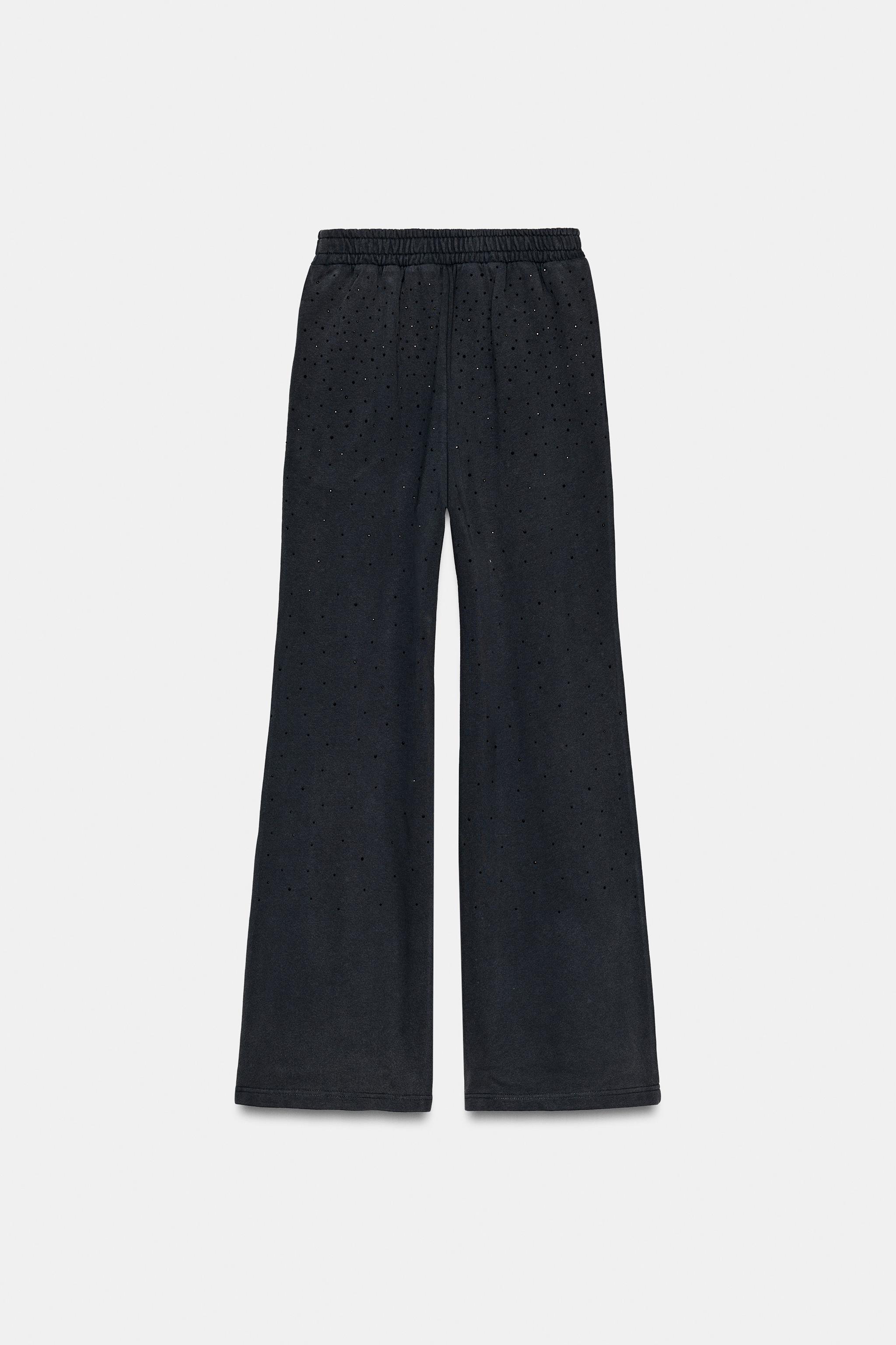 PANTALON EN MOLLETON À BRILLANTS