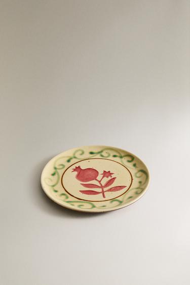 POMEGRANATE TERRACOTTA SIDE PLATE - Ecru / Red by Zara - Image 1