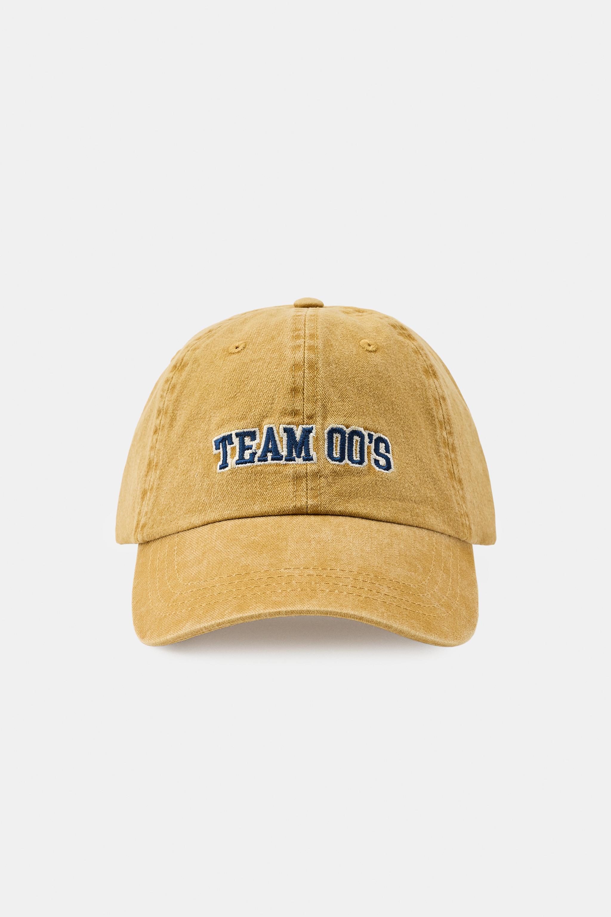 CONTRAST EMBROIDERED TWILL CAP — Ocher