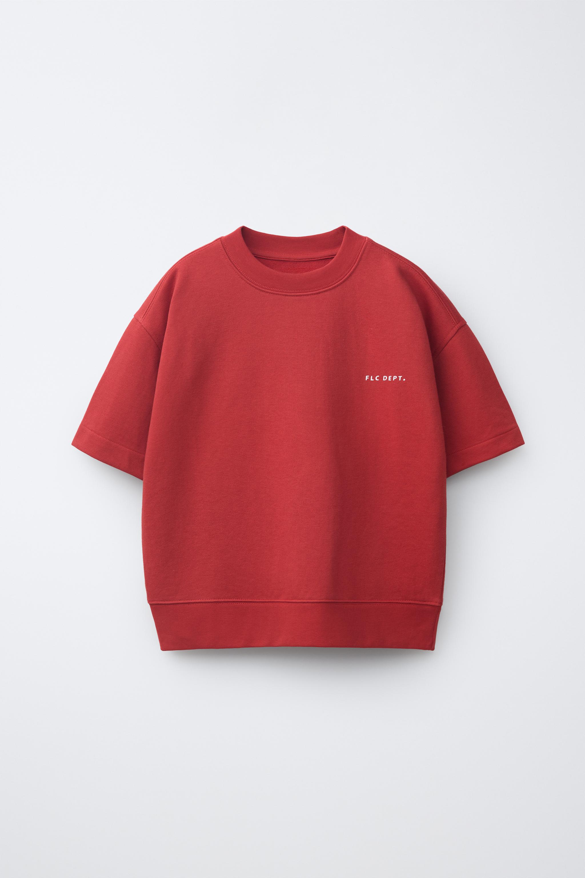 SHORT SLEEVE TEXT SWEATSHIRT
