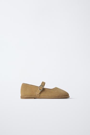 LEATHER BALLERINAS - Sand Brown by Zara