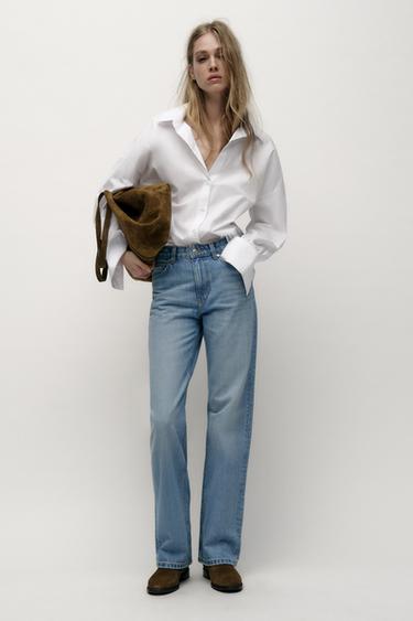 Z1975 STRAIGHT HIGH-WAIST LONG LENGTH JEANS - Light blue by Zara