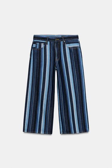 JEAN ZW COLLECTION JUPE-CULOTTE À RAYURES TAILLE NORMALE - Bleu de Zara - Image 5