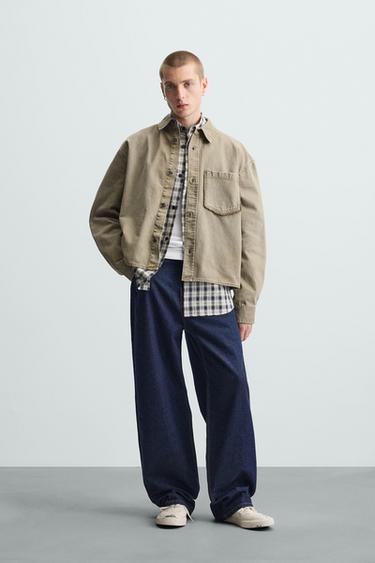 RELAXED FIT OVERSHIRT WITH PATCH - Beige by Zara - Image 0