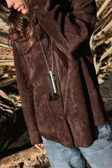 SURCHEMISE EFFET DAIM - Marron chocolat de Zara - Image 2