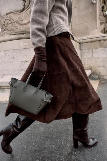 BOLSO MINI SHOPPER - Gris de Zara