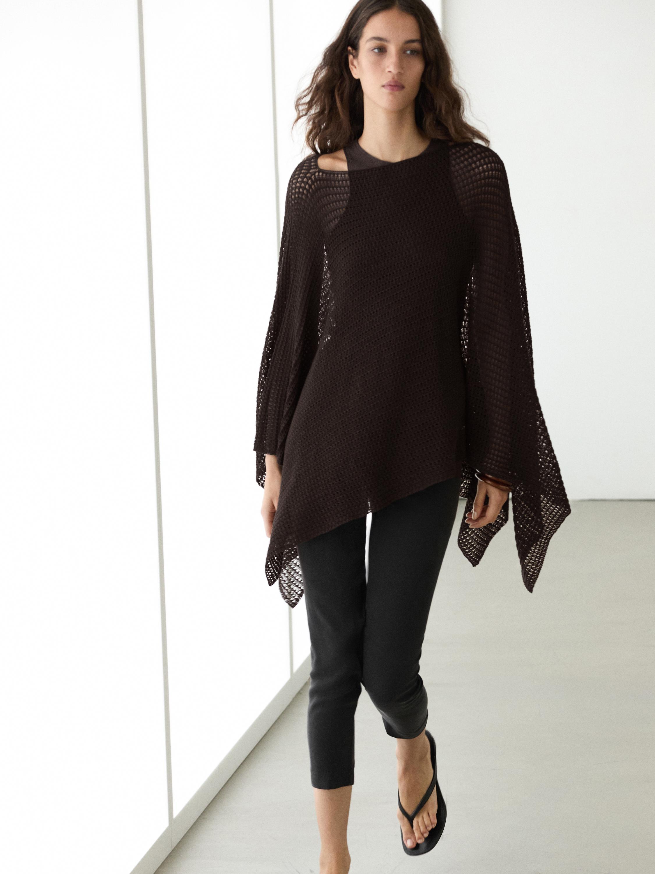 Cotton blend cape with openwork detail