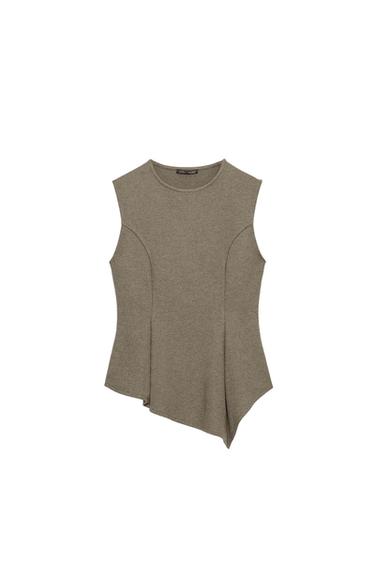 SOFT PEPLUM TOP - Brown marl by Zara