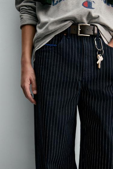 Zara CHAMPION ® X ZARA STRIPED BAGGY FIT JEANS - Blue