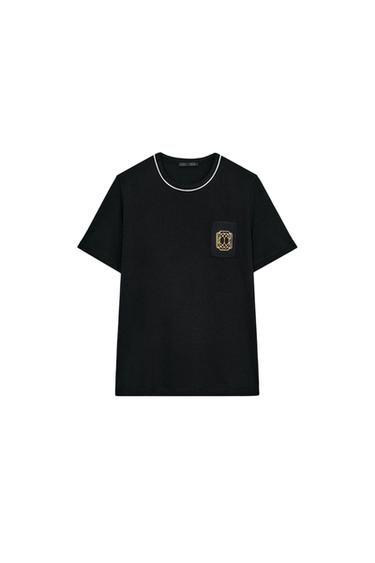 CAMISETA BROCHE VIVOS - Preto da Zara