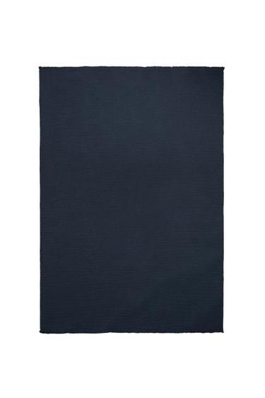 Zara TEXTURED JACQUARD BLANKET - Blue