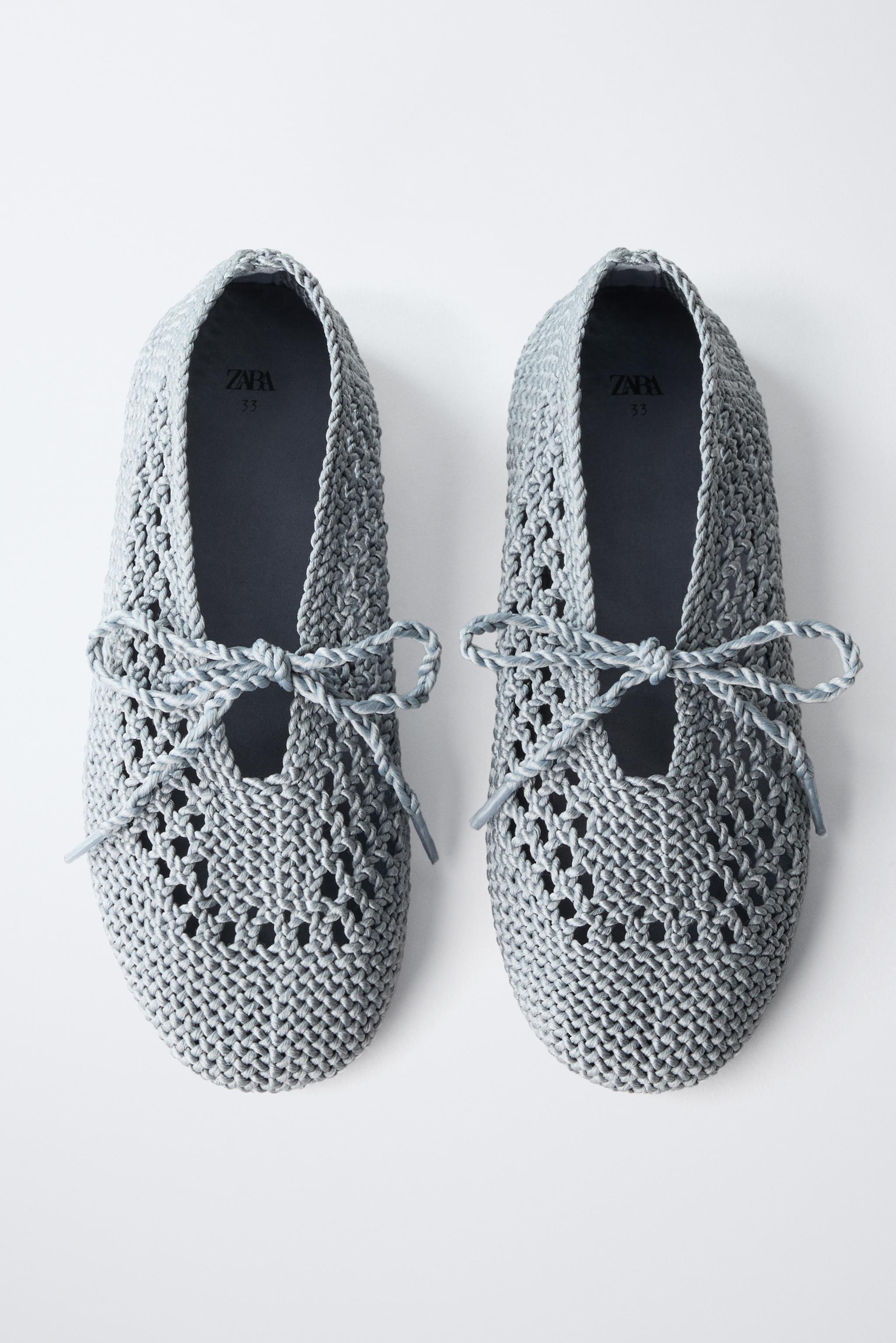 BALLERINES À LACETS EN CROCHET AVEC NŒUD