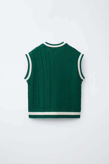 PENN © KNIT WAISTCOAT - Green / Ecru by Zara - Image 1