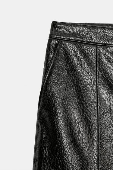 FAUX LEATHER LONG BERMUDA SHORTS - Black by Zara - Image 7
