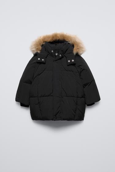 WATER-REPELLENT HOODED FEATHER DOWN PUFFER JACKET - Black by Zara - Image 0