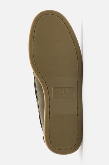 LEATHER DECK SHOES - Green by Zara - Image 4