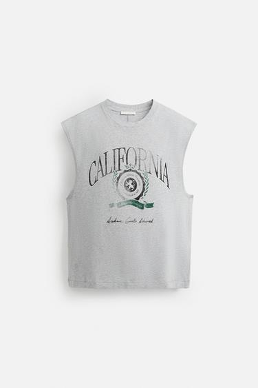 CAMISETA TANK ESTAMPADO LAVADO - Gris vigoré de Zara