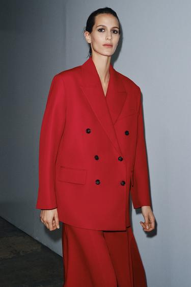 VESTE DROITE À BOUTONNAGE CROISÉ ZW COLLECTION - Rouge de Zara - Image 3