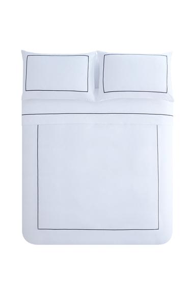 SATEEN DUVET COVER WITH TRIM - MIDNIGHT BLUE by Zara