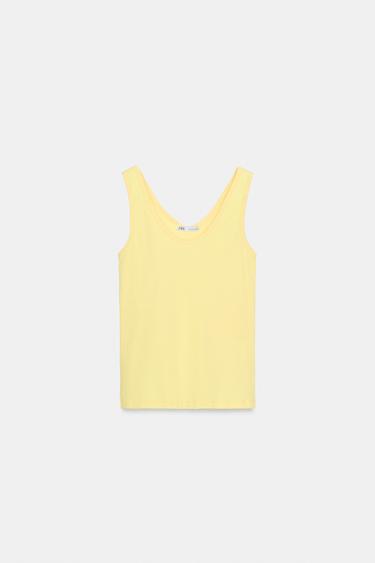 Zara SLEEVELESS T-SHIRT - Bright yellow