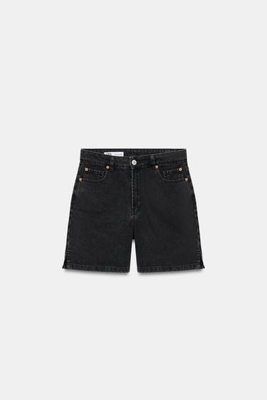 BERMUDAS DENIM TIRO ALTO - Negro de Zara