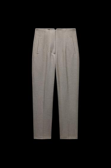 Zara HIGH-WAISTED PANTS - taupe brown - Image 0