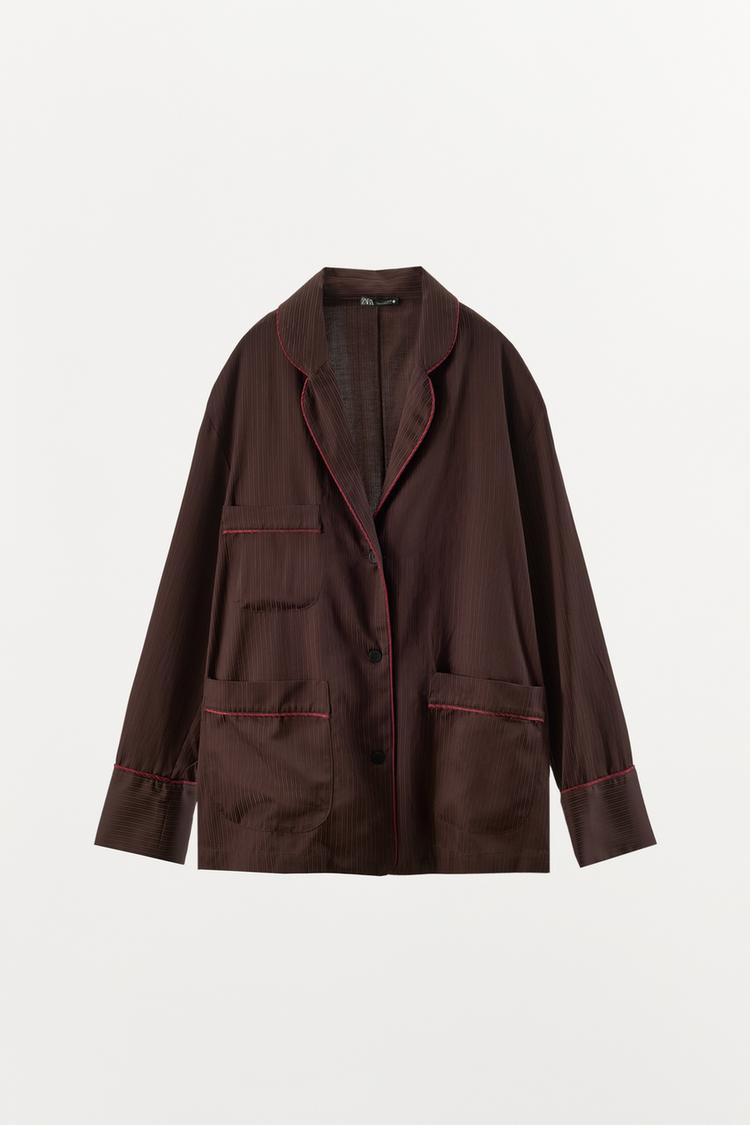 PYJAMASHIRT MET CONTRASTSTREPEN