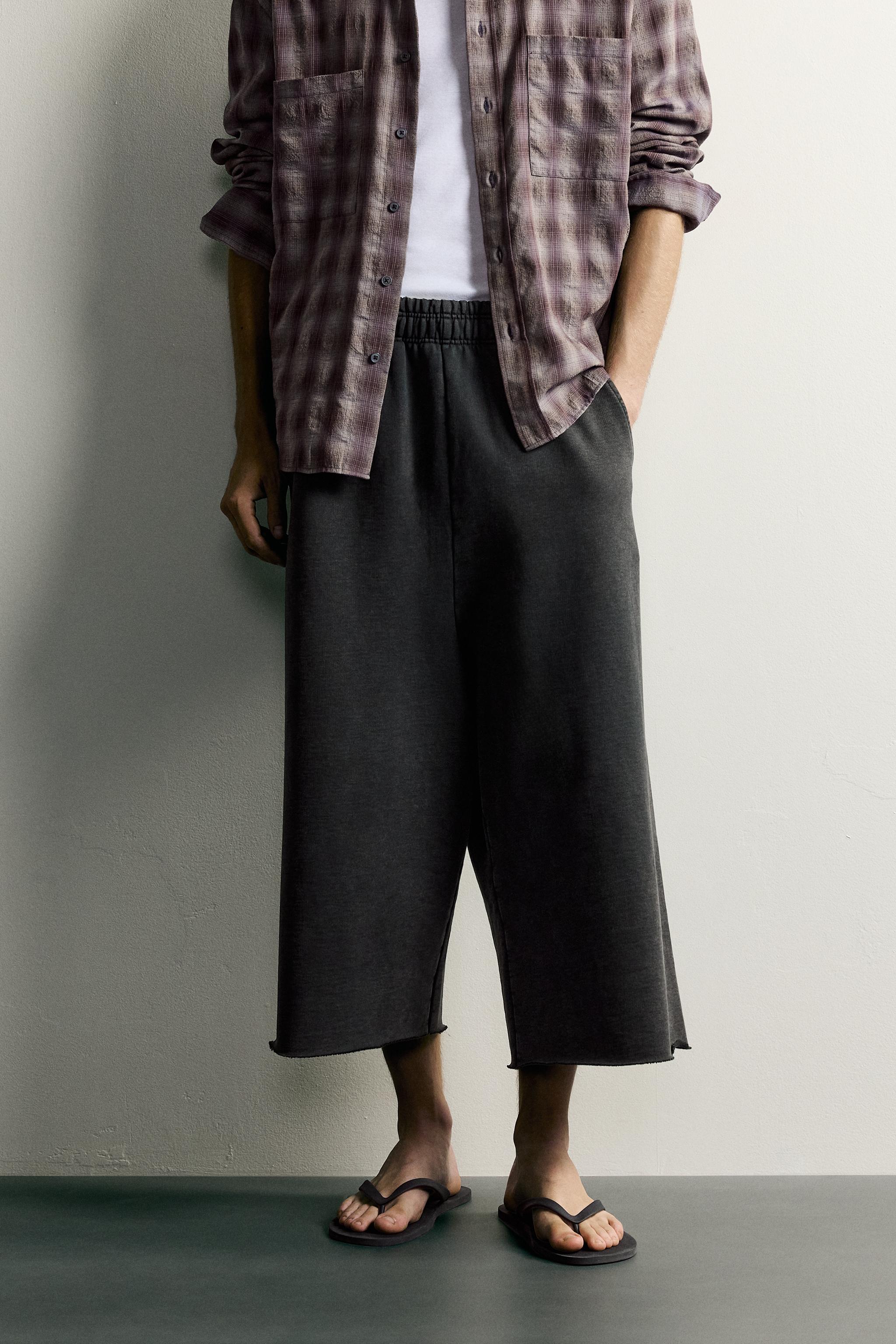 Мужские брюки Zara RELAXED CROPPED FIT JOGGER PANTS — фото 2