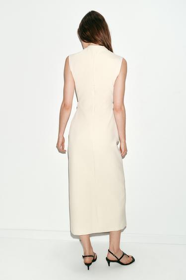 ROBE MI-LONGUE AVEC CEINTURE - Écru de Zara - Image 5